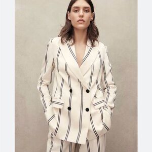 Jaeger Striped Double-Breasted Blazer
